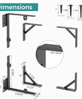Heavy Duty Anti Sag Outdoor Wood Gate Corner Bracket Kit With One Piece 90 Degree Bent Steel And Diagonal Brace For Strong Easy Install Gate Support Built Tough dimensions diagram, 7/8 inch thick steel