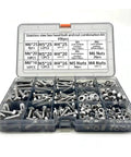Open case of 496-piece All In One 496 Piece Stainless Steel Hex Head Bolt And Nut Kit For Home Shop And Auto Use with organized compartments.