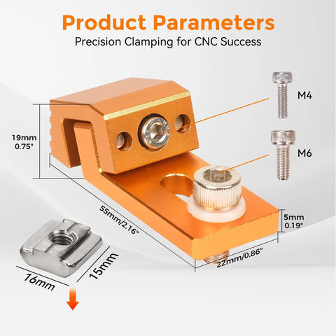 Cool Glomora 2Pcs Aluminum Tiger Claw Side Clamps For 3018 Pro Ultra CNC Machine low profile side clamp with dimensions.