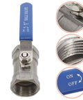 Heavy Duty Stainless Steel Ball Valve With Internal Threaded Fittings For Solid Water Pipe Networks showcasing blue handle and threaded end.
