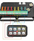 Eight Gang LED Touch Control Switch Panel with Dimmable Relay System for Trucks Boats ATVs UTVs SUVs and RVs, fuse view