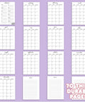 Hello Kitty Pink Gold Foil Journal Set For Girls showing monthly calendar spreads and lined pages