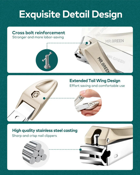 Three Piece Nail Clipper Set With Anti Splash Fingernail Clippers And Ear Pick Stainless Steel Nail Cutter Kit details