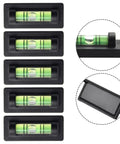 Small for spirit Level with Magnetic Bottom for Cross Stitch Frame, featuring multiple bubble levels in black casing.