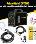 50 Amp Air Inverter Plasma Cutter Portable Cutting Machine With Dual Voltage 110V 220V Auto Voltage Switch One Half Inch Clean Cut Capability Rugged Workhorse Pro Kit Easy Setup For On The Go Projects CUT50D with accessories