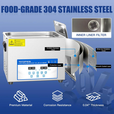 15L Ultrasonic Cleaner With Heater And Degassing, 110V 360W Workhorse For Automotive Parts, Tools, PCBs And Carburetors