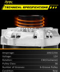 Beefed Up 12V 200A 225A Alternator For Ford Explorer 2016 2019 3.5L Edge technical specifications details view