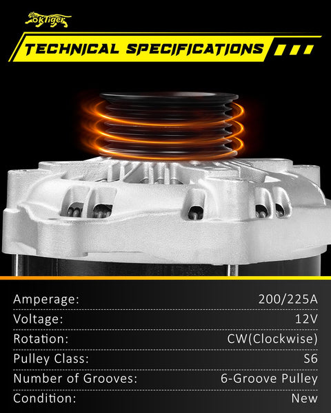 Beefed Up 12V 200A 225A Alternator For Ford Explorer 2016 2019 3.5L Edge technical specifications details view