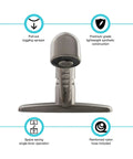 Front view of Pull-Out Kitchen Sink Faucet For RVs And Campers, All Plastic, Brushed Satin Nickel Finish, highlighting spray head