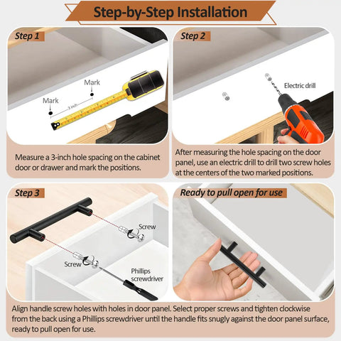 Installation tutorial for Matte Black Drawer Pulls 10 Pack With 3 Inch Center To Center Hole Spacing For Cabinets And Furniture Upgrade