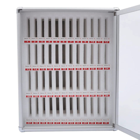 Heavy Duty Cell Phone Locker For Classrooms 48 Slot Portable Storage Cabinet featuring 48 individual slots for secure device storage.