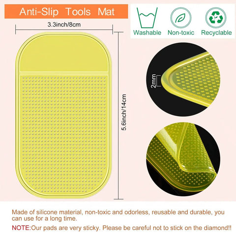 Yellow anti-slip 5.6 x 3.3 inch silicone mat from Six Piece Diamond Painting Anti Slip Sticky Mats Set In Six Colors For Keeping Tiny Diamonds In Place While You Craft 5.6 By 3.3 Inch Gel Pad Trays Universal Mount Holder For Adults Art Supplies.