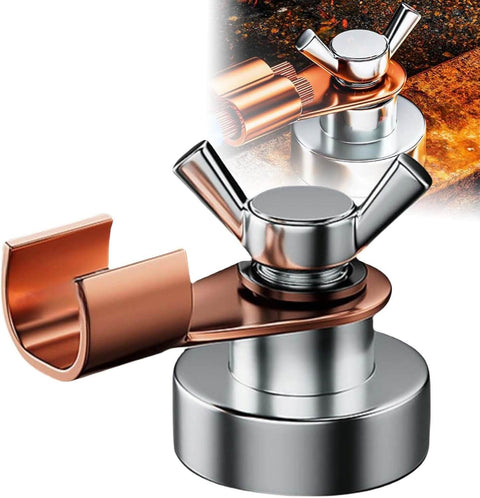Two Piece Magnetic Welding Ground Clamp Set For Metal Tables, Poles And Railings, Heavy Duty Welder Magnet Clamps, close-up view