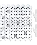 Penny Round Tile Peel And Stick Backsplash Kit With White Marble Look And Silver Metal Accent Self Adhesive Mosaic Tiles and gloves