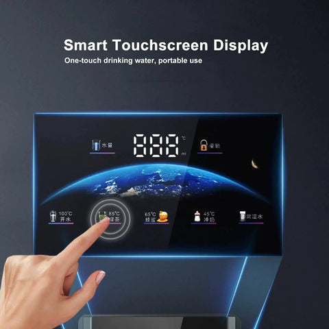 Smart touchscreen display of Wall Mounted Office Water Cooler With Instant Hot Water Dispenser On Demand with temperature settings
