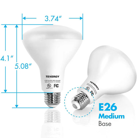 Power-Saving Dimmable LED Flood Light Bulbs, 60W Equivalent, 8W, 2700K Soft Warm White BR30, E26 base dimensions