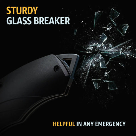 Glass breaker feature on Beefy Everyday Carry Folding Knife For Men With Sharp Blade And Glass Breaker Pocket Clip Camping Gear EDC Survival Hunting 440C