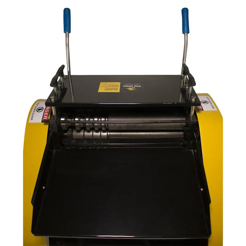 Close-up of WRA40R Automatic Electric Wire Stripping Stripper Workhorse showing cutting mechanism and controls.