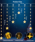 46 Stars Curtain Lights Battery Operated Christmas Window Lights Warm White With Timer Memory Function And 8 Modes IP65 Waterproof