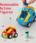Two Pack Cartoon RC Cars For Toddlers With Steering Wheel Controllers Lights And Sounds Police Car And Race Car Dual Frequencies