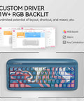 Compact Premium Sixty Five Percent Wireless Mechanical Keyboard Featuring Slick Aluminum Body showing RGB backlighting customization options.