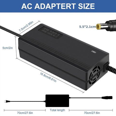 Beefy 54.6V 2A Ebike Charger For 48V Lithium Batteries 13S Pack Fast Charge With 5.5mm 2.1mm DC Plug 100 240V Input Works With Rad Power Lectric Aventon Himiway Ecotric Sondors Hiboy ViVi Jasion Eb7 And More