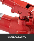 Close-up of red 6 Ton Porta Power Kit With 1.2m Oil Hose Hydraulic Jack Ram For Auto Body Frame Repair and Restoration