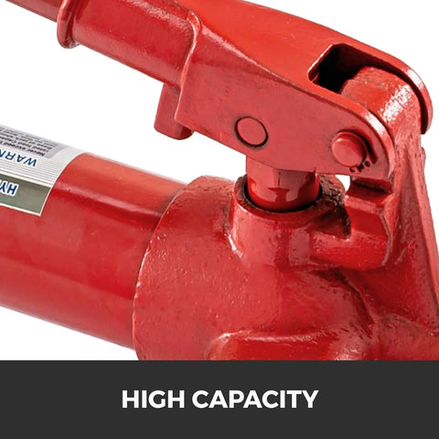 Close-up of red 6 Ton Porta Power Kit With 1.2m Oil Hose Hydraulic Jack Ram For Auto Body Frame Repair and Restoration