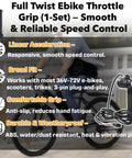 Full Twist Ebike Throttle Grip With Two Keys Waterproof 3 Pin Electric Bike Throttle Handlebar Controller Fits Most E Bikes Scooters And Trikes Smooth Acceleration Compatible With Q20 Q20Lite Q20Pro H20 H26Pro And More No Fuss, linear acceleration, durability features