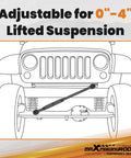 Adjustable Front Track Bar For Dodge Ram 1500 2500 3500 4WD 1994-2002 Keep Your Front Axle Centered, Eliminate Axle Drift And Bump Steer, Heavy Duty Panhard Bar Replacement For 4x4 Off Road Performance, shown on lifted suspension diagram