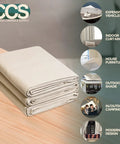 Folded heavy duty canvas drop cloth with grommets for curtains backdrops and painting, washable reusable floor cover dust sheet.