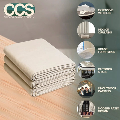 Canvas Drop Cloths For Painting And DIY Projects, Premium Cotton Duck Cloth Tarp folded on a table, 9 By 12 Feet, 6 Piece Set