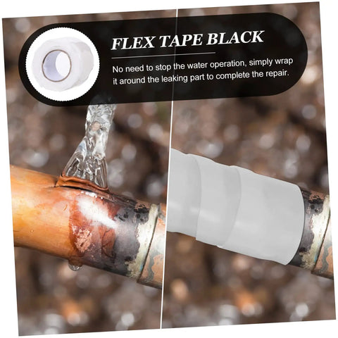 Two-Pack Flexible Seal Tape For Plumbing Repairs, Self-Adhesive Rubberized Silicone Sealant Tape For Pipes Buckets And Cracks, Waterproof Leak Fix Tape You Can Wrap On While Water Is Running shown in use on a leaking pipe.