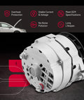 Drop In Direct Fit Alternator Replacement For Chevy G30 C20 K10 S10 K5 Blazer Impala Malibu C10 And GMC G3500 C3500 C1500 K1500 From 1983 To 1990 OE Replacement 7272 12 7273 12 7294 12 0463060 10463397, front view