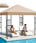 10x10 Ft Replacement Gazebo Top Canopy Cover Weatherproof Sun Shade with 300D Polyester Waterproof UV Resistant Single Tier