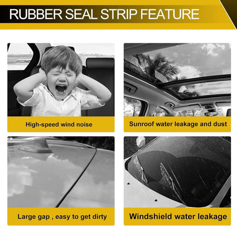 Premium EPDM Rubber Door Weatherstrip For GMC Sierra EV 2024 To 2026 shows features addressing wind noise and water leaks.