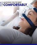 Person sleeping with CPAP mask using Universal CPAP Hose 6 Foot 2 Pack Fits Most Machines Standard Tubing Made In USA No Extensions Needed Smooth