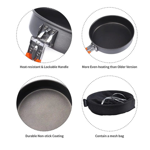Durable 7.6 Inch Nonstick Camping Frying Pan For Easy Eggs And Steak, Hard Anodized Aluminum Skillet with heat-resistant handle