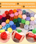 Beginner Friendly 45 Colors Needle Felting Kit With Tools Needles Eyes Scissors Storage Bag And Box All In One DIY Handcraft Starter Set For Creative Felt Projects At Home showing colorful wool