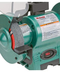 Heavy Duty 6 Inch Bench Grinder With Built In Work Light And Coolant Tray Boasts Hella Sturdy 1 3 HP Motor in detail shot.
