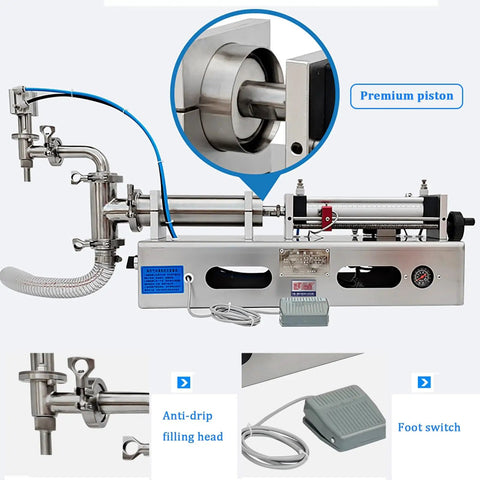 Pro Grade Semi Automatic Pneumatic Bottle Filler Machine Built Tough And No Fuss Operation with premium piston and anti-drip filling head.