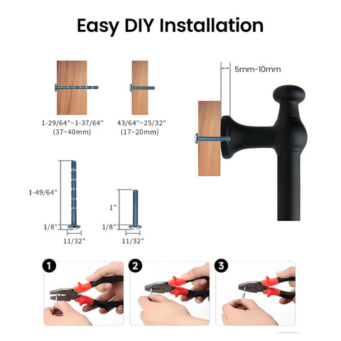 Easy install steps for 10 Pack 5 Inch Cabinet Pulls Matte Black Zinc Alloy Handles For Kitchen Cabinets Dresser Drawers Closets