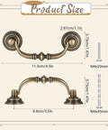 Antique Bronze Drop Bail Drawer Pulls Set Of 10 With 4.5 Inch Total Length And 3.5 Inch Center, mounting screws shown