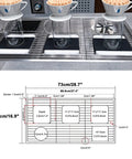 Dang Solid Stainless Steel Bar Glass Rinser With Integrated Drain Tray For Quick Cup Washing In Home Kitchens And Local Pubs Slick Design And Zero Hassle Setup, featuring dimensions and setup on a counter.