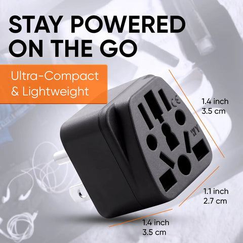 Global Travel Plug Adapter To USA Type B Grounded 3 Prong Wall Plug Converter From EU AU UK NZ CN, compact design