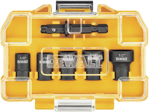 Pro Grade Detachable Nut Driver Set 5 Piece Universal Shank For Drill And Impact Driver Quarter Inch Hex Shank in plastic case