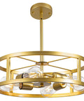 Gold 4 Light Modern Chandelier Pendant Hanging Light Fixture Semi Flush Mount Round Ceiling Light with adjustable rods