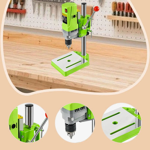 Gitohoni Mini Milling Machine Precision Table Top Electric Drill Press And Micro Rotary Tool For Craftwork on a workbench.