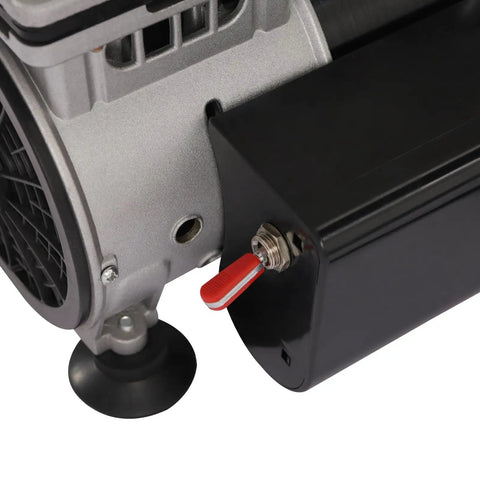 Close-up of Three Quarter HP Pond Aeration Pump With Quiet Silencer, showing control switch and air vent details
