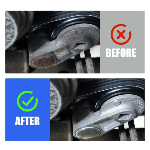 Before and after of Chevy GMC Air Conditioning Serpentine Drive Belt Tensioner Kit For Silverado Avalanche Suburban Tahoe Express